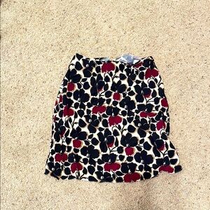 Ann Taylor Black and Burgundy Mini Pencil Skirt